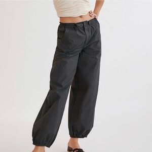Anthropologie Parachute Pants Packable Bungee-style Waistband S Black Charcoal